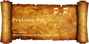 Preisich Pál névjegykártya